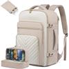 LOVEVOOK Zaino da Viaggio Donna, Grande Zaino Bagaglio a Mano Aereo Trolley Bagaglio, Impermeabile 40L Zaini Porta PC 17 Pollici Borsa a Zainetto Cabin Max per Ryanair Easyjet, Kaki Chiaro