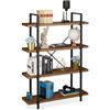 Relaxdays Libreria Scaffale, Mobile con 4 Ripiani, 140x105x33,5 cm, Metallo & MDF, Mensole Moderne Industrial, Marrone, Fibra di Legno, 1 pz