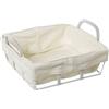 DRW Cestino di Pane in Metallo e Tessuto in Bianco 22x20x11cm