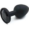 BONDAGERIE® Butt Plug Anal silicone medico 100% Sicuro, gioiello nero, sacchetto incluso, Taglia M