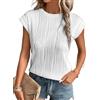 TrendiMax Maglietta da donna con scollo rotondo, a maniche corte, estiva, maniche ad ali, casual, top, bianco, S