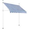 Yaheetech Tenda da Sole per Balcone Esterno Veranda a Bracci Estensibili con Manovella Regolabile Telo Avvolgibile Retrattile Resistente ai Raggi UV Telaio Telescopico 250 x 120 cm Blu e Bianco
