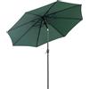 Outsunny Ombrellone da Giardino 3x2.5 m Inclinabile, con Manovella e Palo Smontabile, in Metallo e Poliestere Verde