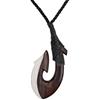 81stgeneration Ciondolo Long Hei Matau in Osso e Legno Intagliato a Mano | Accessorio da Surfista da Uomo | Collana Fatta a Mano con Cordino e Amo da Pesca in Stile Maori