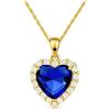 MŚ 1997 MENNICA ŚWIDNICKA Idea regalo: ciondolo a forma di cuore in argento 925 con cristallo zaffiro - Esclusiva collana in argento placcato oro 24 carati, regalo per compleanni, anniversari e San Valentino, Argento sterling,
