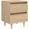 vidaXL Comodino con Gambe in Pino Massello Rovere Sonoma 40x35x50 cm