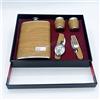EUROXANTY Set Fiaschetta e Accessori | Alluminio Con Bicchieri e Posate | Per Liquori | Tappo Imperdibile e Posate Pieghevoli | Effetto Legno