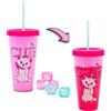toynk Disney - Bicchiere da viaggio in plastica che cambia colore, include cannuccia riutilizzabile, coperchio antigoccia, cubetti di ghiaccio finti, contiene 680,4 g