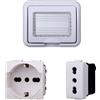 A2ZWORLD Kit Placca Scatola 503 Premontato IP55, 3 Moduli Presa Schuko + Presa Bipasso 10/16A, Compatibile Con Bticino Living, Colore Bianco, Placca Stagna Idrobox Incasso Da Esterno