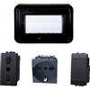 A2ZWORLD Kit Placca Scatola 504 Premontato IP55, 4 Moduli Presa Schuko + Bipasso + Interruttore, Compatibile Con Bticino Living, Colore Nero, Placca Stagna Idrobox Incasso Da Esterno