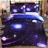 Tabeskly Galassia Cielo Stellato Ragazzi Sacco Copripiumino Matrimoniale Bambino Piumino Matrimoniali Letto Set Viola 200x200cm