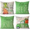 Shyllin 4 Pezzi Federa Cuscino di Pasqua in Lino, 45 X 45 Cm Federe Cuscini Divano, Decorazioni Pasquali, Federa per Cuscino Primaverile, per Camera Letto, Divano, Giardino, Soggiorno (Verde)