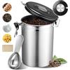 Qixovren Barattolo ermetico per caffè con datario, capacità 750 g, contenitore in acciaio inox per chicchi di caffè, macinati, tè, zucchero, farina, include 8 etichette adesive e paletta in acciaio