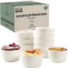 Chefarone Set 10 Stampi Soufflé in Ceramica Bianca 200 ml - Pirottini da Forno Riutilizzabili per Crème Brûlée Dolci e Antipasti - Stoviglie Resistenti Lavabili in Lavastoviglie Microonde e Forno