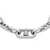 Fossil Bracciale da donna in acciaio inossidabile con chiusura a moschettone Collana con ciondolo zodiacale rotondo, Tono argento