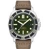 Spinnaker Mens 42mm Hull Diver Automatic Alligator Green 3 Hands Watch with Genuine Leather Strap SP-5088-03