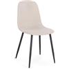 Bizzotto Sedia da Interno Irelia in Tessuto Beige Gambe Nere Stile Moderno