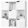 FirFurd Libreria a 9 Cubi Con 5 Porte, Armadietto 3 Ripiani, Scaffale Con 9 Scomparti a Cubi Portaoggetti, Stile Moderno, per Soggiorno, Camera da Letto, Ufficio 90x29x90cm Bianco