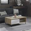 homiuse Tavolino Salotto Bianco e Rovere Sonoma 90x60x35 cm Truciolato Tavolino Da Divano Tavolino Salotto Moderno Comodino Multifunzionale Tavolino Salotto Contenitore Per Soggiorno Design Moderno