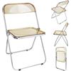 XANNI Sedia moderna trasparente in Pet, sedie da sala da pranzo pieghevoli interne in cornice cromata, sedia da giardino, per sala da pranzo, soggiorno, 46 x 46 x 75 cm (Ambre)