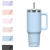 WATERSY 891ml Tazza Termica con Manico, 30oz Tazza Mug in Acciaio Inox, Thermos da Caffè con Cannuccia, Doppia Parete per Caldo 6 Ore/Freddo 12 Ore, per Palestra, Auto e Viaggio (Blu Chiaro)