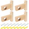 QUARKZMAN 4pz Legno Supporti Armadio Estremità Supporto Staffa Guardaroba Tende Supporto Asta con Viti per Asta Diametro 30mm Asta