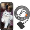 vingarshern Cover Compatibile con Samsung Galaxy A6 2018 Custodia in Silicone Sottile,Case Antiurto e Antigraffio con Motivo+1×Catena/Cordino per Cellulare,Gatto bianco