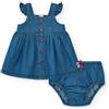 Tuc Tuc Vestito in denim leggero per bambina con volant e bottoni rossi 11388797 BLUE