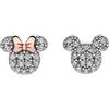 Disney Orecchini Disney in Argento per Bambine con Minnie e Mickey Mouse, Rosa o Conchiglia, Impreziositi da Zirconia - Mickey Mouse Multicolor
