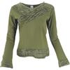 GURU SHOP, Camicia a Maniche Lunghe -Chic, Mantra Shirt, Verde Oliva, Cotone, Dimensione Indumenti:M (38), Maglioni, Felpe a Maniche Lunghe