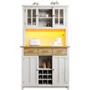 FC Mobile Dispensa per Cucina con Led e Ripiani Regolabili, Credenza Cucina con Sistema Antibaltamento, 106×40×179.5 cm, Naturale+Bianco, | Aosom Italy
