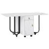 FC Tavolo da cucina versatile e pieghevole con ruote, con credenza e 2 cassetti, 150×80×76 cm, Bianco+Nero