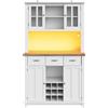 FC Credenza Alta con Luci LED, Portabottiglie, Cassetti e Armadietti, Credena con Vetrina per Cucina o Soggiorno, Madia Alta, Bianco | Aosom Italy