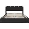 Gomyway Letto imbottito con testiera ondulata, spazio di stoccaggio idraulico, 160x200 cm, senza materasso, Nero