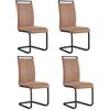 FC Set di 4 sedie da pranzo a sbalzo, schienale alto, 43 x 54 x 100 cm, Marrone