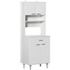 Easycomfort Credenza Alta da Cucina, Madia Classica Bianca in Legno con 2 Armadietti e 1 Mensola, Bianco, 60x40x160cm
