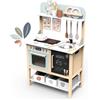 Yookidoo Cucina Legno per Bambini Grande Cucina Giocattolo in Legno per Bambini Altezza 90 cm Cucina Giocattolo per Bambini (Bianco)