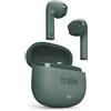 SBS Auricolari TWS One Colour con Custodia di Ricarica, Controlli Touch e Microfono Integrato, Assistente vocale, Fino a 3 Ore di ascolto, Cavo di Ricarica USB-C Incluso, Verde