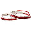 Helen de Lete Romantico anello aperto in argento Sterling 925 con filo rosso, set di 2 anelli per coppie, Argento sterling