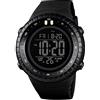 TONSHEN Digitale Orologio da Uomo e Donna 50M Impermeabile Multifunzione Outdoor Sportivo Orologi da Polso LED Elettronico Doppio Tempo Allarme Calendario Cronometro (Nero)