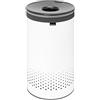 Brabantia - Cesto Portabiancheria - Pratico Apertura Quick-drop - Sacco Portabiancheria Rimovibile - Fondo Plastica Evita Pavimento Danni - Materiali Anti Corrosione - White - 60L