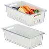 Relaxdays Contenitori per Frigo con Coperchio, Set da 2, Impilabili, Cestelli Scola Verdure, Box Alimenti, Trasparente