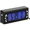 Aramox Orologio termometro per auto, termometro digitale per auto 12V Orologio per veicolo Misuratore di temperatura LCD con funzione di allarme T23