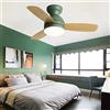 JDALX Ventilatore Da Soffitto Con Luce E Telecomando Dimmerabil 3 Pale Lampadario Con Ventilatore Reversibile 6 Velocità Timer Grosso Plafoniera Con Ventilatore Per Soggiorno Camera Da Letto-Green||120CM