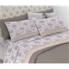 Riad Arredo Set Completo Letto in Flanella 100% Caldo Cotone Antipalline - Completo Lenzuola Morbide - Made In Italy (Ortensia Beige, Matrimoniale)