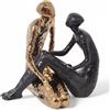 DRIMMER Komodo Statuetta Figura Stilizzata Coppia 40cm Nero Oro Ceramica