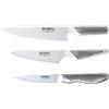 GLOBAL Set 3 Coltelli da Cucina Cuoco Multiuso Spelucchino Acciaio Inox