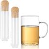 Wisebom Tazza da Tè in Vetro Infusore per Tè in Vetro Borosilicato, Bicchiere da Tè da 500 ml con Manico e Coperchio + 2 Filtro per il tè in Vetro con Sughero per Bevande Calde e Fredde