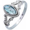 mantraroma Anello argento 925 con pietre preziose topazio pietra blu argento sterling da donna in vero argento (MRG-123-62-(56))