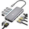 NOVOO 11 in 1 Docking Station, Hub Multiporta con Triplo Display 2 HDMI 4K@60Hz & DP 4K@120Hz, Ethernet RJ45, PD 100W, 4 Porte USB, Lettore SD/TF, Compatibile con MacBook, Dell, HP, Surface